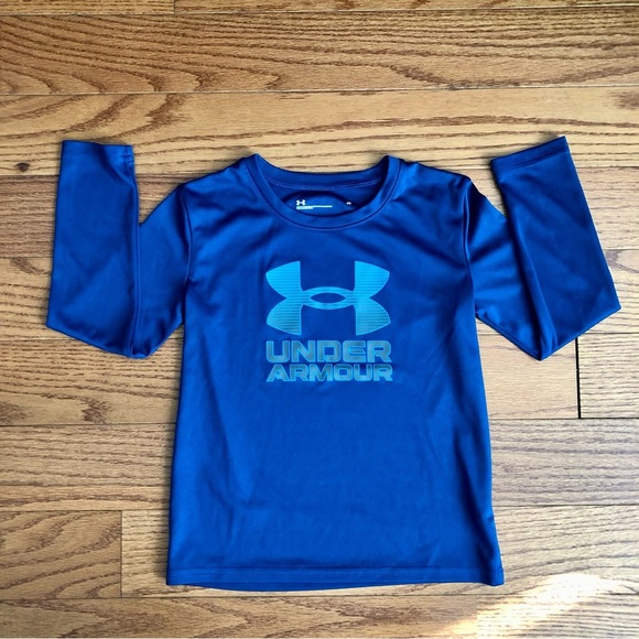 Under Armour Long Sleeve T-Shirt Solid Logo Blue Toddler Boy Size 4t - Picture 7 of 7